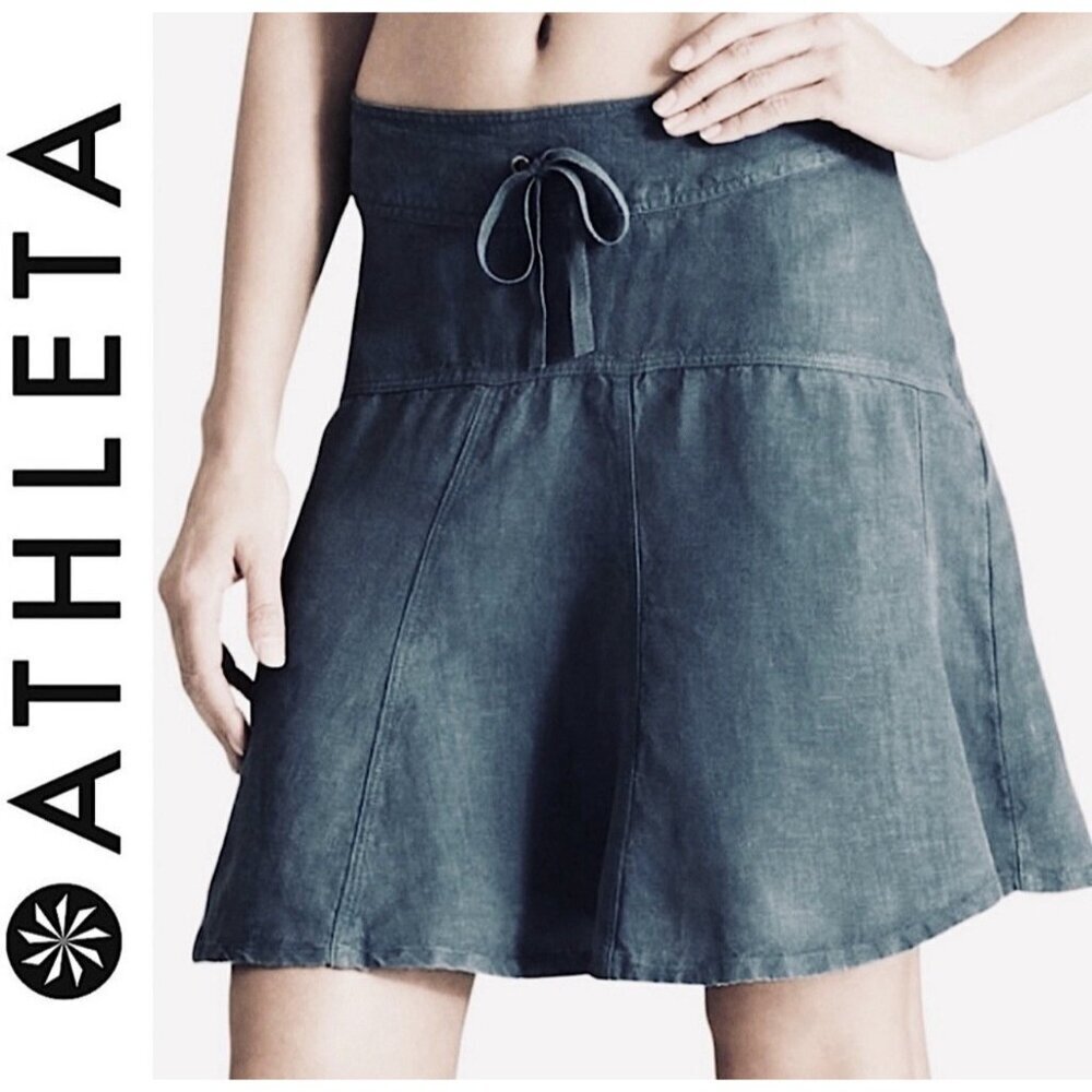 NEW! Athleta Daydream 100% Linen A-Line Skirt Gray SZ 12P
